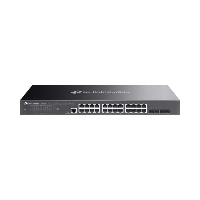 Коммутатор, TP-Link, SG3428, JetStream 24 порта 10/100/1000M + 4 SFP, Управляемый L2, Корпус металл, 1U