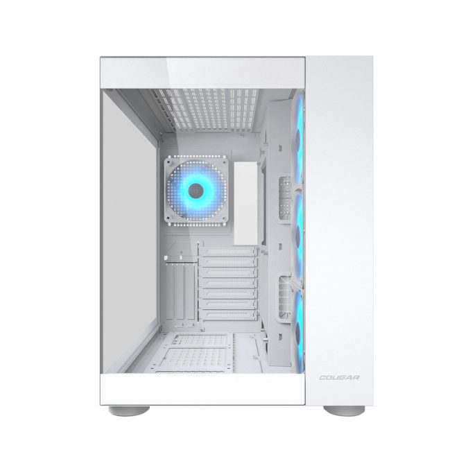 Компьютерный корпус, Cougar, FV150 RGB White, ATX/Micro ATX/Mini ITX, USB 1*Type C/2*3.0, 4 Pole Headset Audio, Кулер 4*12см ARGB, Высота процессорного кулера до 180 мм, Длина VGA до 400мм, 2*3.5"/1+1*2.5", Слот 7+3, Толщина 0,6мм, 400x300x420мм, Без Б/П, Белый