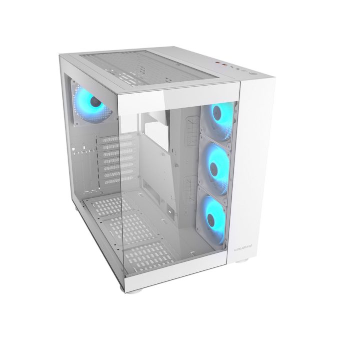 Компьютерный корпус, Cougar, FV150 RGB White, ATX/Micro ATX/Mini ITX, USB 1*Type C/2*3.0, 4 Pole Headset Audio, Кулер 4*12см ARGB, Высота процессорного кулера до 180 мм, Длина VGA до 400мм, 2*3.5"/1+1*2.5", Слот 7+3, Толщина 0,6мм, 400x300x420мм, Без Б/П, Белый