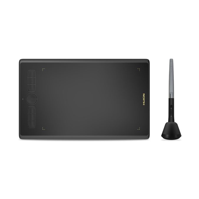 Графический планшет, Huion, H580X, Цифровая ручка:PW100, Технология пера:Пассивный электромагнитный резонанс (перо без батареи), Разрешение пера:5080 LPI, Чувствительность к давлению:8192уровня, Поддержка наклона:±60°, Чувствительная высота:10mm, Report Rate:220PPS, Точность:±0.3mm, Клавиш:8, Черный