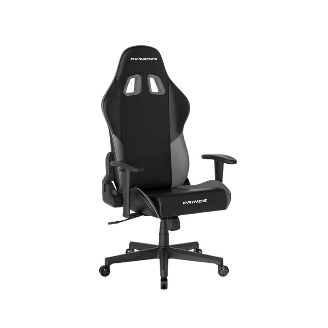 Игровое компьютерное кресло, DX Racer, GC/LPF24LTC/NG, Prince series, Рекомендуемый рост: до 180 см, Рекомендуемый вес: до 90 кг, Эко-кожа, Угол наклона до 135°, 2D подлокотники, Нейлоновая основа кресла, Механизм качания: топ-ган, Черно-серый