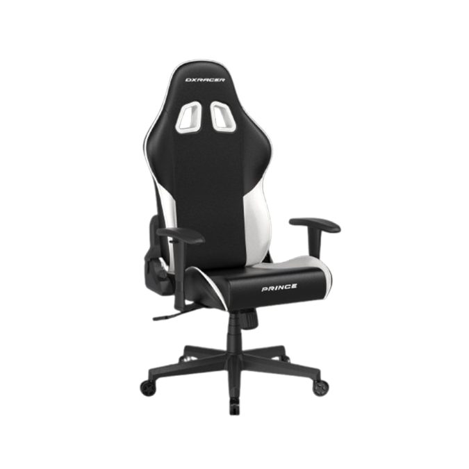 Игровое компьютерное кресло, DX Racer, GC/LPF24LTC/NW, Prince series, Рекомендуемый рост: до 180 см, Рекомендуемый вес: до 90 кг, Эко-кожа, Угол наклона до 135°, 2D подлокотники, Нейлоновая основа кресла, Механизм качания: топ-ган, Черно-белый