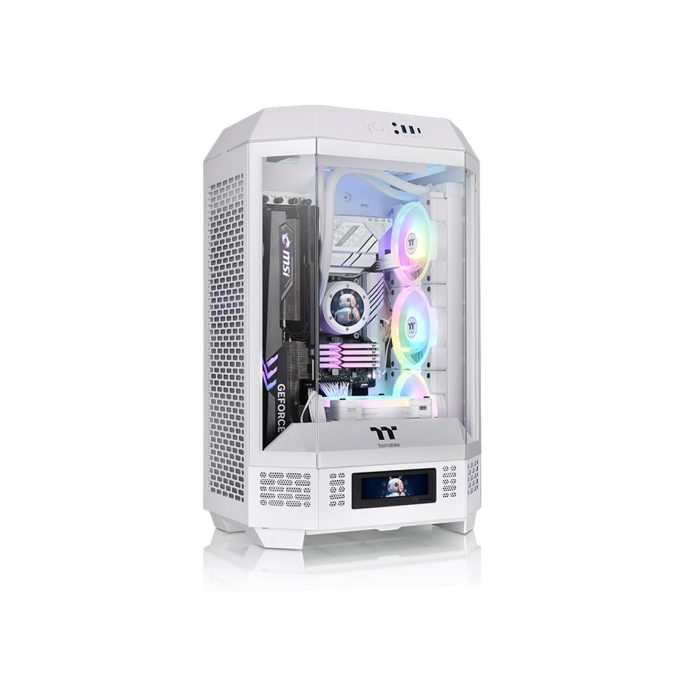 Компьютерный корпус, Thermaltake, The Tower 300 Snow, CA-1Y4-00S6WN-00, Micro-Tower, Mini-ITX/M-ATX, USB 3.2*1, USB 3.0*2, HD Audio/mic, 3*140мм CT140 fan, Максимальная длина видеокарты 400мм, Максимальная высота процессорного кулера 210мм, 3*3,5"/3*2,5", Сталь, 3мм Закаленное стекло*3, 551*342*281мм, Без Б/П, Белый