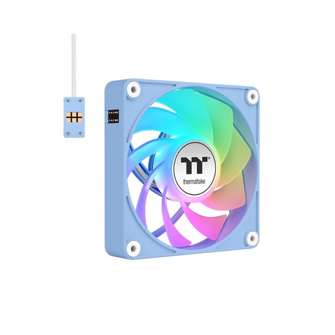 Кулер для компьютерного корпуса, Thermaltake, CT120 ARGB Sync PC Cooling Fan Hydrangea Blue, CL-F198-PL12BU-A, ARGB 120мм вентилятор, 500 - 2000 об/мин, 31.2 dB(A), 65.82 CFM, 4pin PWM/3pin ARGB, 120x120x25мм, Голубой