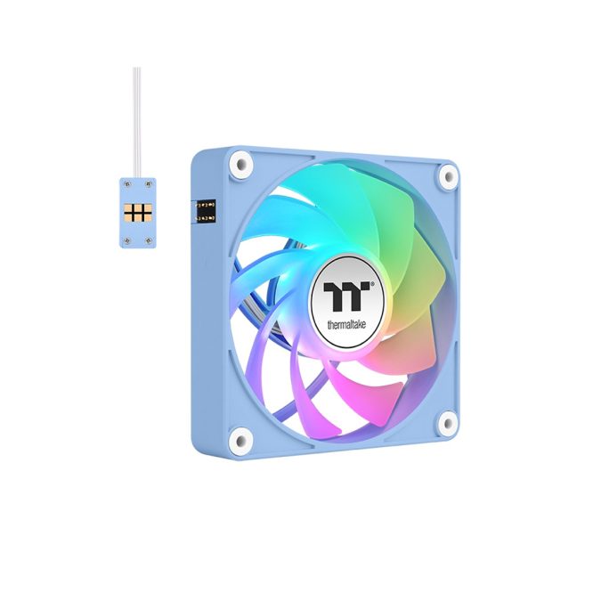 Кулер для компьютерного корпуса, Thermaltake, CT140 ARGB Sync PC Cooling Fan Hydrangea Blue (3 pack), CL-F199-PL14BU-A, ARGB 140мм вентилятор, 500 - 1800 об/мин, 32.8 dB(A), 94.95 CFM, 4pin PWM/3pin ARGB, 140*140*25 мм, Голубой