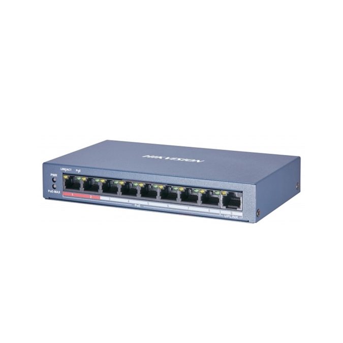 Коммутатор, Hikvision, DS-3E0109P-E/M(B), Неуправляемый, 8 x 10/100 Mbps, РоЕ 802.3af/at 60W, 1 x 10/100 Mbps RJ45, Настольный, Long Range Ports 1 to 8: up to 300 m.
