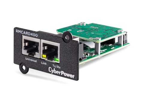 SNMP-карта, CyberPower RMCARD400, Внутренняя установка, Разъём: RJ45/RJ45/MicroSD, Протоколы: IPv4/v6, SNMPv1/v3, HTTP/HTTPs, TCP/IP, UDP, DHCP, NTP, DNS, SMTP, SSH, SSL, TLS, Telnet, FTP и Syslog, Аутентификация: RADIUS, LDAP, LDAPS, Windows AD