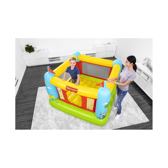 Надувной батут Bouncetastic 175 х 173 х 135 см, BESTWAY, 93553, Винил, 3+, Fisher Price, Макс.нагрузка 85 кг, Желтый, Цветная коробка