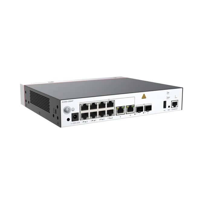 Контроллер точек доступа, Huawei, AC650-256AP, Поддержка до 256 точек доступа, консольный порт RJ-45, порт USB 2.0 Type A, 10 портов 10/100/1000M RJ-45, 2 порта SFP+, FLASH 1GB