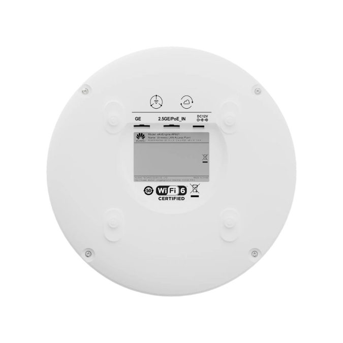 Точка доступа, Huawei, еKitЕnginе AP661, внутренняя, Dual Radio(2.4G/5GHz), 2*2/2*2 MU-MIMO, AX6600, 1 порт 2.5GE/PoE_IN, 1 порт 10/100/1000M, внутренние интеллектуальные антенны, BLE5.2, -10 °C ~ +50 °C