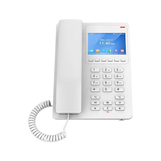 IP-телефон, Grandstream, GHP630, гостиничный/отельный, 2 SIP-линии, цветной LCD 3,5", 1xFE, PoE, HD-аудио, Opus, адаптер питания в комплекте
