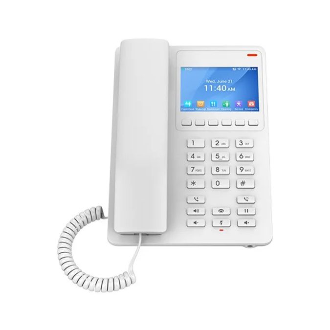 IP телефон, Grandstream, GHP630W, гостиничный/отельный, Wi-Fi 6, 2 SIP-линии, цветной LCD 3.5", 1xFE, PoE, USB-C, адаптер питания в комплекте