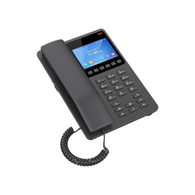 IP-телефон, Grandstream, GHP631W, гостиничный/отельный, Wi-Fi 6, 2.4/5 ГГц, 2 SIP-линии, цветной LCD 3.5", 1xFE, PoE, USB-C, адаптер питания в комплекте