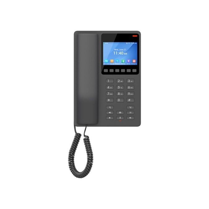 IP-телефон, Grandstream, GHP631W, гостиничный/отельный, Wi-Fi 6, 2.4/5 ГГц, 2 SIP-линии, цветной LCD 3.5", 1xFE, PoE, USB-C, адаптер питания в комплекте