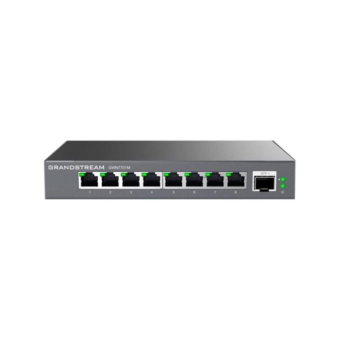Коммутатор, Grandstream, GWN7701M, Неуправляемый мультигигабитный, 8 портов RJ-45 100/1000/2500 Мбит/с, 1 порт SFP+, настольный/настенный, корпус металлический