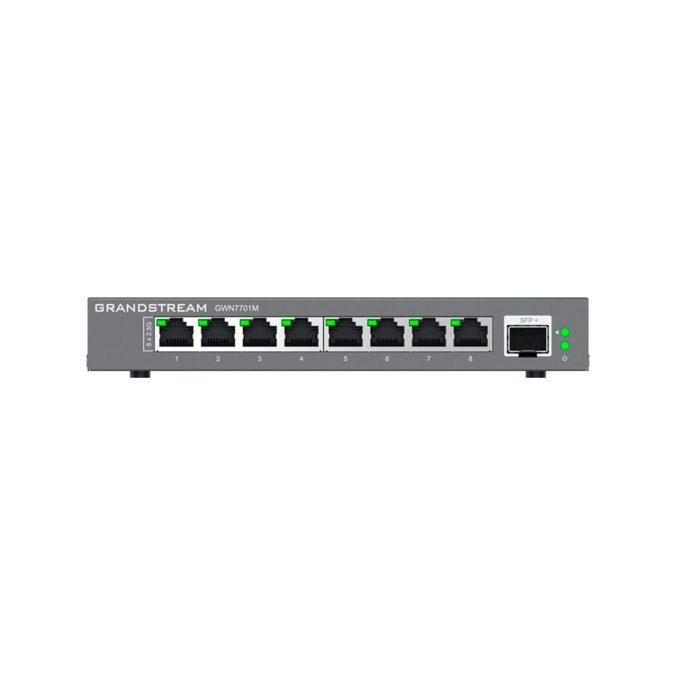 Коммутатор, Grandstream, GWN7701M, Неуправляемый мультигигабитный, 8 портов RJ-45 100/1000/2500 Мбит/с, 1 порт SFP+, настольный/настенный, корпус металлический