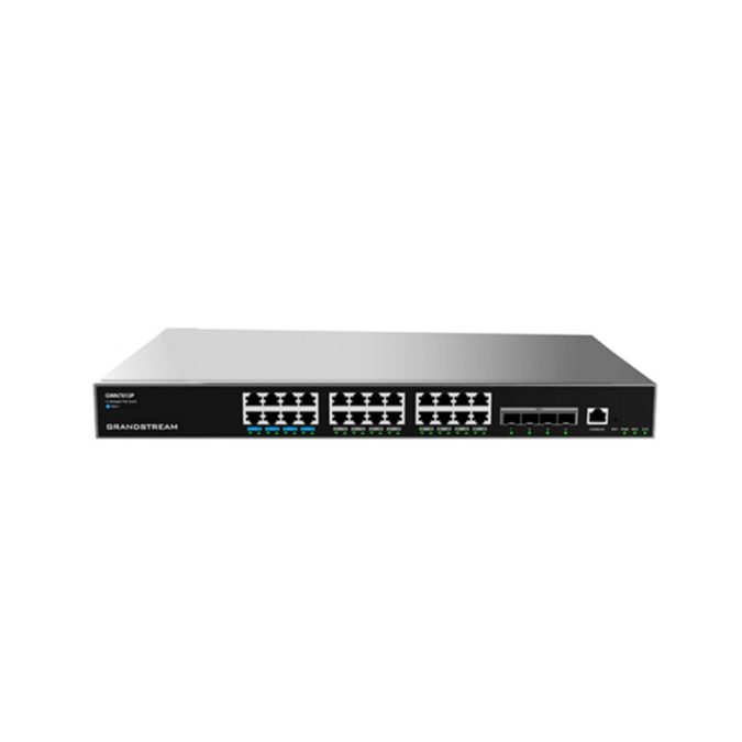 Коммутатор, Grandstream, GWN7813, Управляемый L3, 24 порта RJ-45 10/100/1000 Мбит/с, 4 порта SFP+, стеки4руемый, дополнительный резервный блок питания (опция), настольный/в стойку