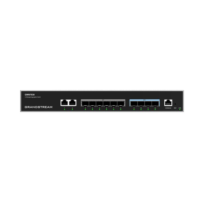 Коммутатор, Grandstream, GWN7830, Управляемый L3, 6 портов SFP, 4 порта SFP+, 2 порта RJ-45 10/100/1000 Мбит/с, Настольный/в стойку