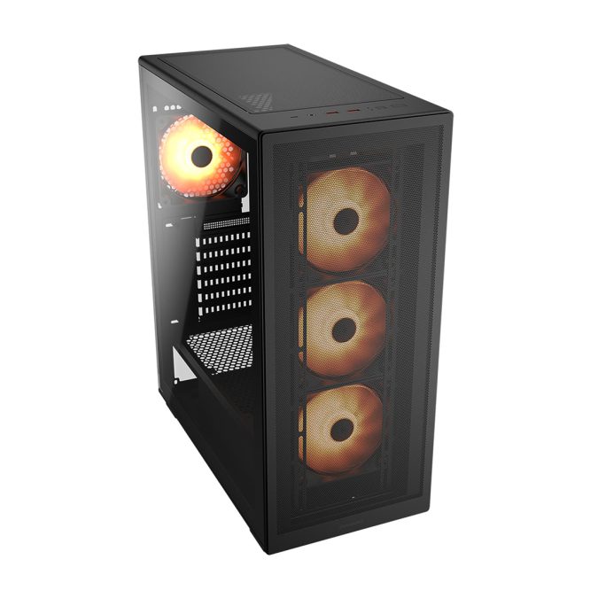 Компьютерный корпус, Cougar, MX220 RGB, ATX/Micro ATX/Mini ITX, USB 1*Type C/2*3.0, 4 Pole Headset Audio Jack, RGB Button, Кулер 4*12см ARGB, Высота процессорного кулера до 160 мм, Длина VGA до 340мм, 2*3.5"/2+2*2.5", Толщина 0,6мм, 485x205x393мм, Без Б/П, Чёрный