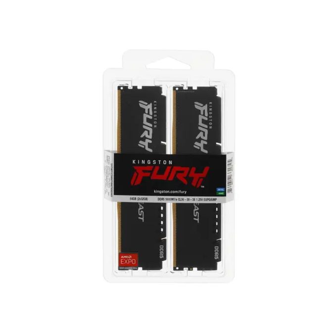 Комплект модулей памяти, Kingston, FURY Beast Black EXPO KF556C36BBEK2-64, DDR5, 64GB (Kit 2x32GB), DIMM