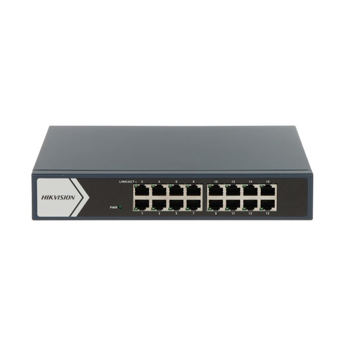 Коммутатор, Hikvision, DS-3E0516-E(c), Неуправляемый, 16 x Gigabit RJ45 , Стоечный, Металл