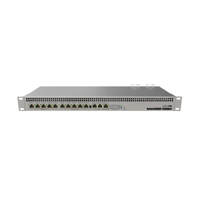 Сетевой маршрутизатор, MikroTik, RB1100AHx4, RB1100x4, 13 портов 10/100/1000M,Passive PoE 802.3af/at, RouterOS, -40°C to 70°C, стоечный 1U