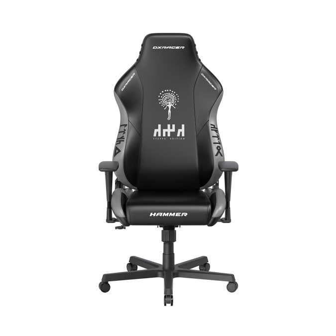 Игровое компьютерное кресло, DX Racer, GC/LHE23LTA/QZQ.N, Hammer series, Steppe edition, Рекомендуемый рост: до 190 см, Рекомендуемый вес: до 115 кг, Эко-кожа, Угол наклона до 135°, 3D подлокотники, Нейлоновая основа кресла, Механизм качания: топ-ган, Черно-серый