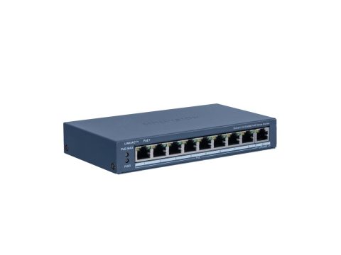 Коммутатор, Hikvision, DS-3E1309P-EI/M, Управляемый L2, 8 x 10/100 Mbps, РоЕ 802.3af/at 60W, 1 x Gigabit RJ45, Настольный, Long Range Ports 1 to 8: up to 300 m.