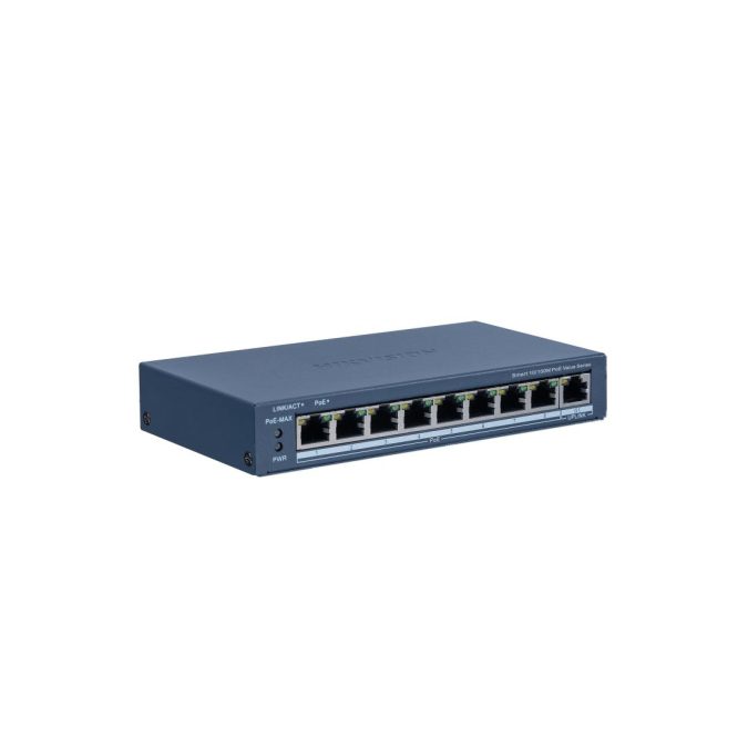 Коммутатор, Hikvision, DS-3E1309P-EI/M, Управляемый L2, 8 x 10/100 Mbps, РоЕ 802.3af/at 60W, 1 x Gigabit RJ45, Настольный, Long Range Ports 1 to 8: up to 300 m.