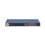 Коммутатор, Hikvision, DS-3E1318P-EI (B), Управляемый L2, 16 x 10/100 Mbps, РоЕ 802.3af/at 230W, 2 x SFP, 2 x 1000 Mbps RJ45, Стоечный, Long Range Ports 1 to 16: up to 300 m.