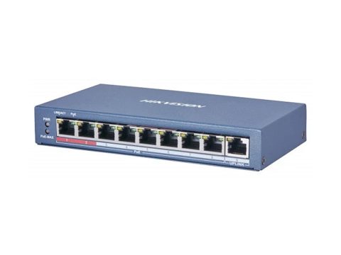 Коммутатор, Hikvision, DS-3E0109P-E(C), Неуправляемый, 8 x 10/100 Mbps, РоЕ 802.3af/at 115W, 1 x 10/100 Mbps , Настольный, Long Range Ports 1 to 4: up to 300 m.