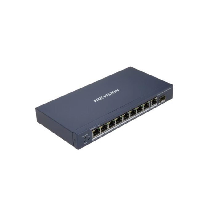 Коммутатор, Hikvision, DS-3E0510HP-E, Неуправляемый, 8 x Gigabit RJ45, РоЕ 802.3af/at/bt 110W, 1 x SFP, 1 x 1000 Mbps RJ45, Настольный, Long Range Ports 7 to 8: up to 300 m.