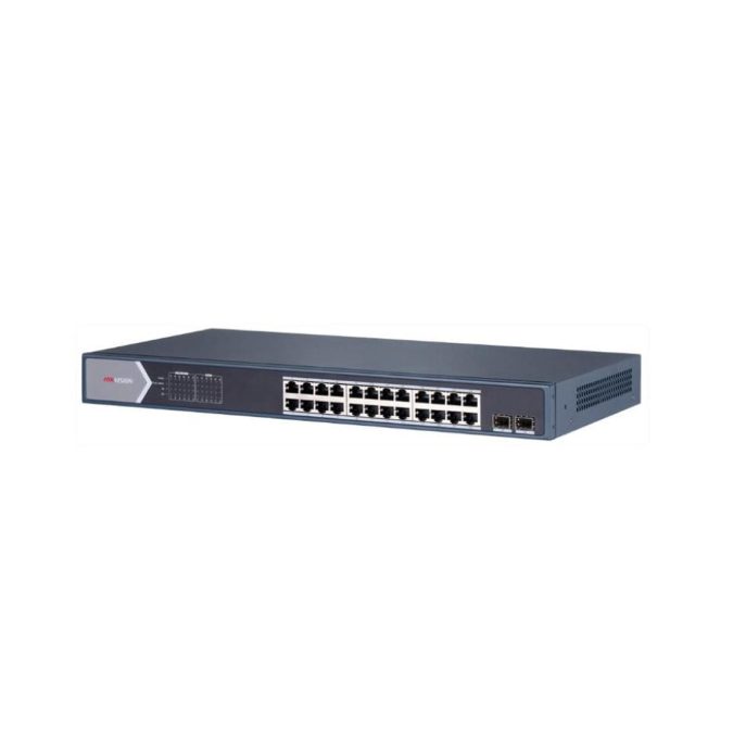 Коммутатор, Hikvision, DS-3E1526P-SI, Управляемый L2, 24 x Gigabit RJ45, РоЕ 802.3af/at 370W, 2 x SFP, Стоечный, Long Range Ports 1 to 24: up to 300 m.