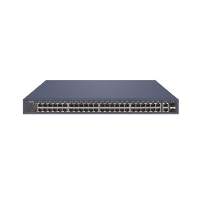 Коммутатор, Hikvision, DS-3E1552P-SI, Управляемый L2, 48 x Gigabit RJ45, РоЕ 802.3af/at 470W, 2 x Gigabit, 2 x SFP, Стоечный, Long Range Ports 1 to 48: up to 300 m.