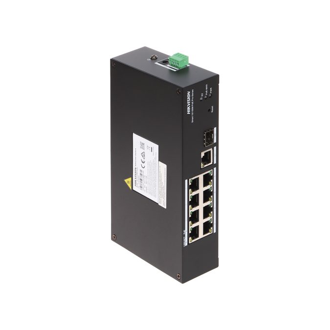 Коммутатор, Hikvision, DS-3T1310P-SI/HS, Управляемый L2, 8 x 10/100 Mbps, РоЕ 802.3af/at 110W, 1 x Gigabit RJ45, 1 x SFP, Настольный, Long Range Ports 1 to 8: up to 300 m.