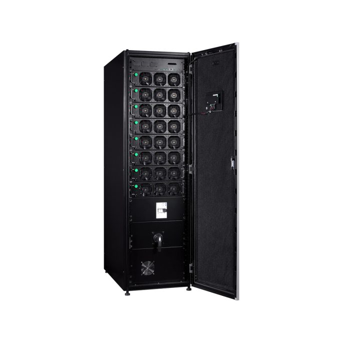 Источник бесперебойного питания, Eaton, 93PR-200kW-EN, Мощность 200кВА/200кВт, Трёхфазный (3 фазы на вход, 3 на выход), On-Line, Модульный по 25кВт (до 8 модулей), LCDRS-232USB SMART, Диапазон работы AVR: 138-480В, КПД 96%, ABM, HotSync, Батарея: 40 шт. (не поставляется в комплекте), Чёрный