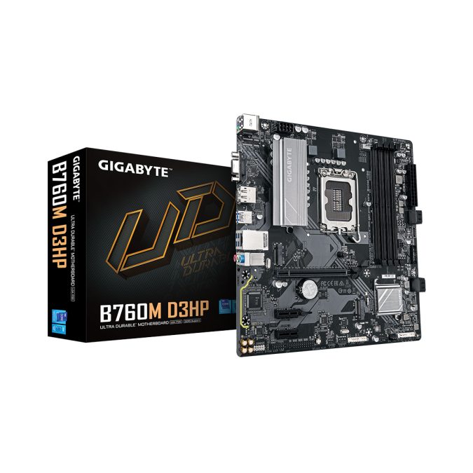Материнская плата, Gigabyte, B760M D3HP (4719331864347), LGA1700, iB760, 4xDDR5 4400/4800/5200/5600, 4xSATA3, 2xM.2 (PCI-E 4.0x4/x2), Raid, 1xD-Sub, 1хDP, 1xHDMI, 1xPCI-Ex16, 2xPCI-Ex1, mATX