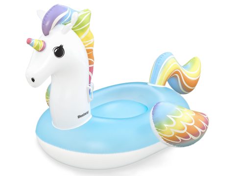 Надувная игрушка для катания верхом Единорог (Supersized Unicorn) 224 х 164 см, BESTWAY, 41113, Винил, Голубой, С ручками, Цветная коробка
