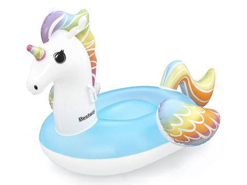 Надувная игрушка для катания верхом Единорог (Fantasy Unicorn) 155 х 119 см, BESTWAY, 41114, Винил, Голубой, С ручками, Цветная коробка
