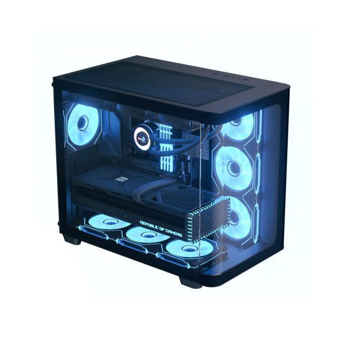 Компьютерный корпус, Aerocool, P500C-G-BK-v1, ATX/Micro ATX, USB 2*3.0/2.0, HD-Audio+Mic, Кулер 4*12 см ARGB, Высота процессорного кулера до 162 мм, Длина VGA до 450мм, 2*3.5"/3*2.5", Толщина 0,7мм, 398x285x475.8мм, Без Б/П, Чёрный