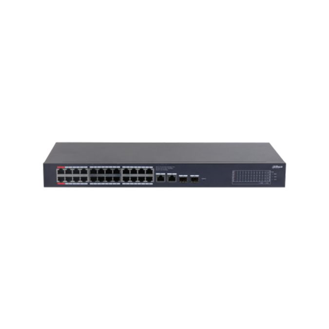 Коммутатор, Dahua, DH-CS4228-24GT, Управляемый L2, 24 порта 10/100/1000M , 2 порта 10/100/1000M (Uplink), 2 порта 10/100/1000M SFP (Uplink), –10 °C to +55 °C, Стоечный