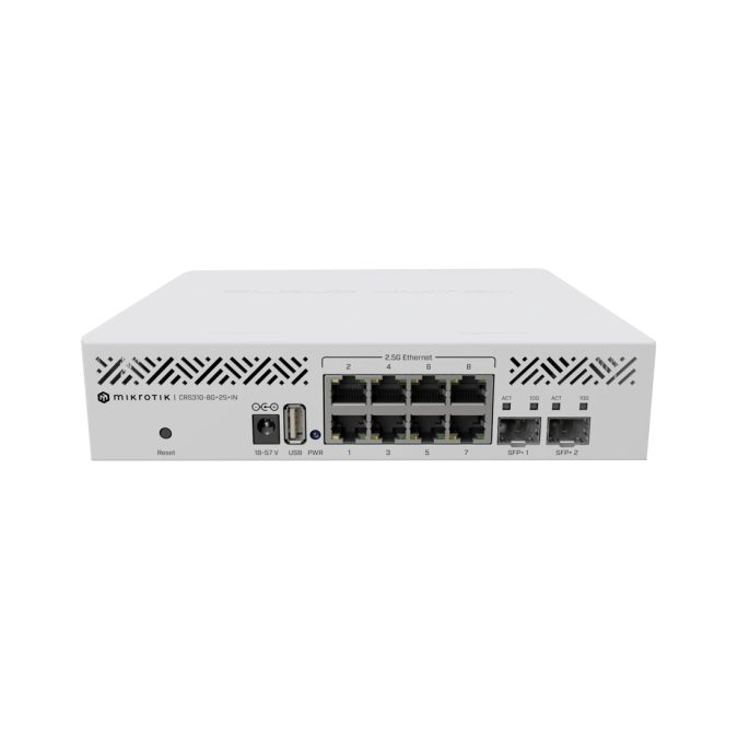 Коммутатор, MikroTik, CRS310-8G+2S+IN, Cloud Router Switch, 2 x 10G SFP+ ports, 5 x 2,5G ports, RouterOS/ SwitchOS, -40°C to 60°C