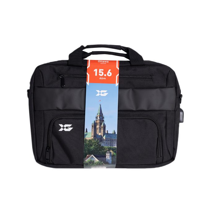 Сумка для ноутбука, XG, Ottawa 15.6" (XGA7919), 15.6", Лёгкая, Усиленные ручки, Внешнее отделение на молнии, Органайзер, 2 внутренних отделения, карман на молнии, Уплотнённые стенки, Полиэстер, встроенный USB шнур, Чёрный