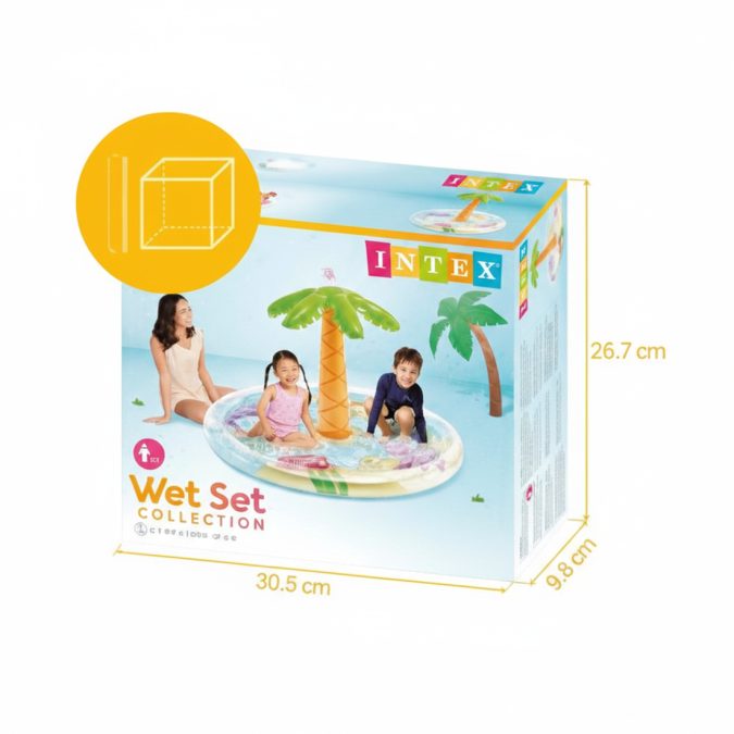 Детский надувной игровой бассейн Palm Tree Spray 173 x 104см, INTEX, 56433NP, Винил, 166л., 2+, Разбрызгиватель, Многоцветный, Цветная коробка