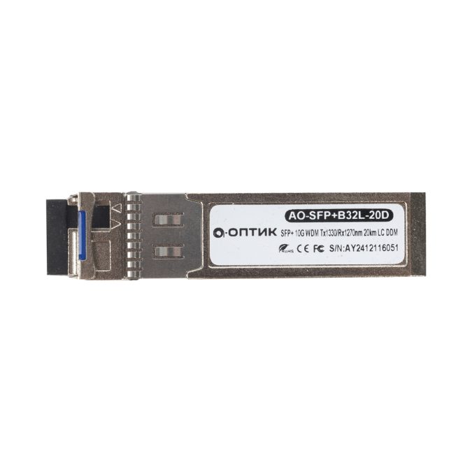 Трансивер, А-Оптик, AO-SFP+B32L-40D, SFP+ 10G WDM Tx1330/Rx1270nm 40km LC DDM