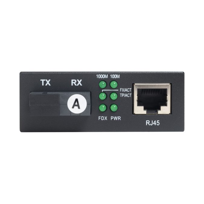 Медиаконвертер, А-Оптик, AO-MC-GE-20DA, 10/100/1000Base-T, 100/1000Base-FX, 1xRJ-45, 1xSC, SMF, WDM BiDi, Tx 1310 нм/Rx 1550 нм, до 20 кмm