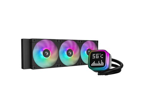 Кулер с водяным охлаждением, Deepcool, LP360 R-LP360-BKMSNC-G-1, Intel 1851/1700/1200/115х и AMD AM5/AM4/, TDP 300W, 3*120мм FD12 ARGB, 600-2400 RPM±10%, 72,04CFM, 38,71 dB(A), Чёрный