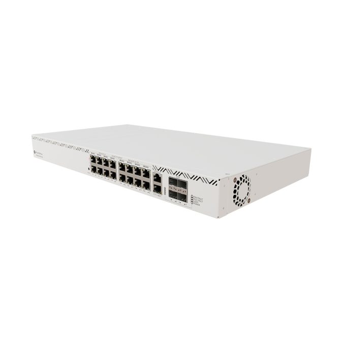 Коммутатор, MikroTik, CRS320-8P-8B-4S+RM, Cloud Router Switch, 17 портов 10/100/1000M, 4 порта SFP+, (802.3af/at/bt порт 1-16 PoE-out, 960W), RouterOS v7, -10°С до 50°С, стоечный
