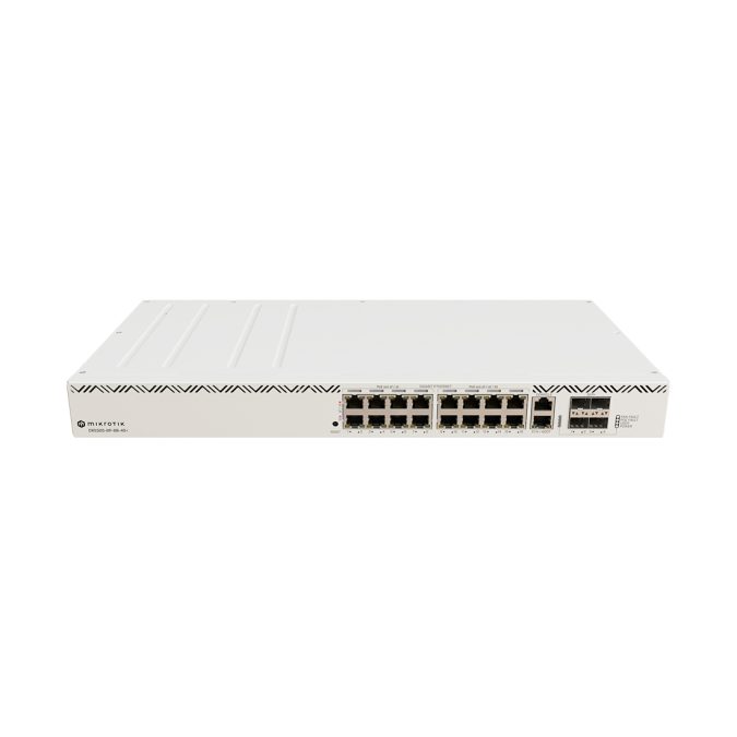 Коммутатор, MikroTik, CRS320-8P-8B-4S+RM, Cloud Router Switch, 17 портов 10/100/1000M, 4 порта SFP+, (802.3af/at/bt порт 1-16 PoE-out, 960W), RouterOS v7, -10°С до 50°С, стоечный