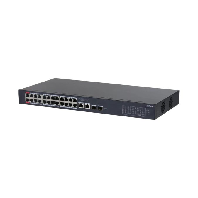 Коммутатор, Dahua, DH-CS4228-24GT-375, Управляемый L2, 24  RJ-45 10/100/1000 Мбит/с (PoE). Порт 25-26: 2  RJ-45 10/100/1000 Мбит/с (восходящий канал). Порт 27-28: 2  SFP 1000 Мбит/с (восходящий канал)